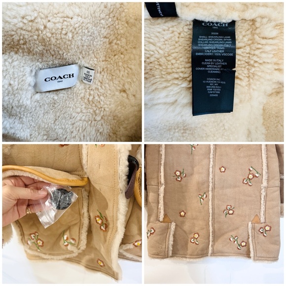 Coach Shearling Drifter Coat Floral Embroidered Runway  EUC - Picture 12 of 16